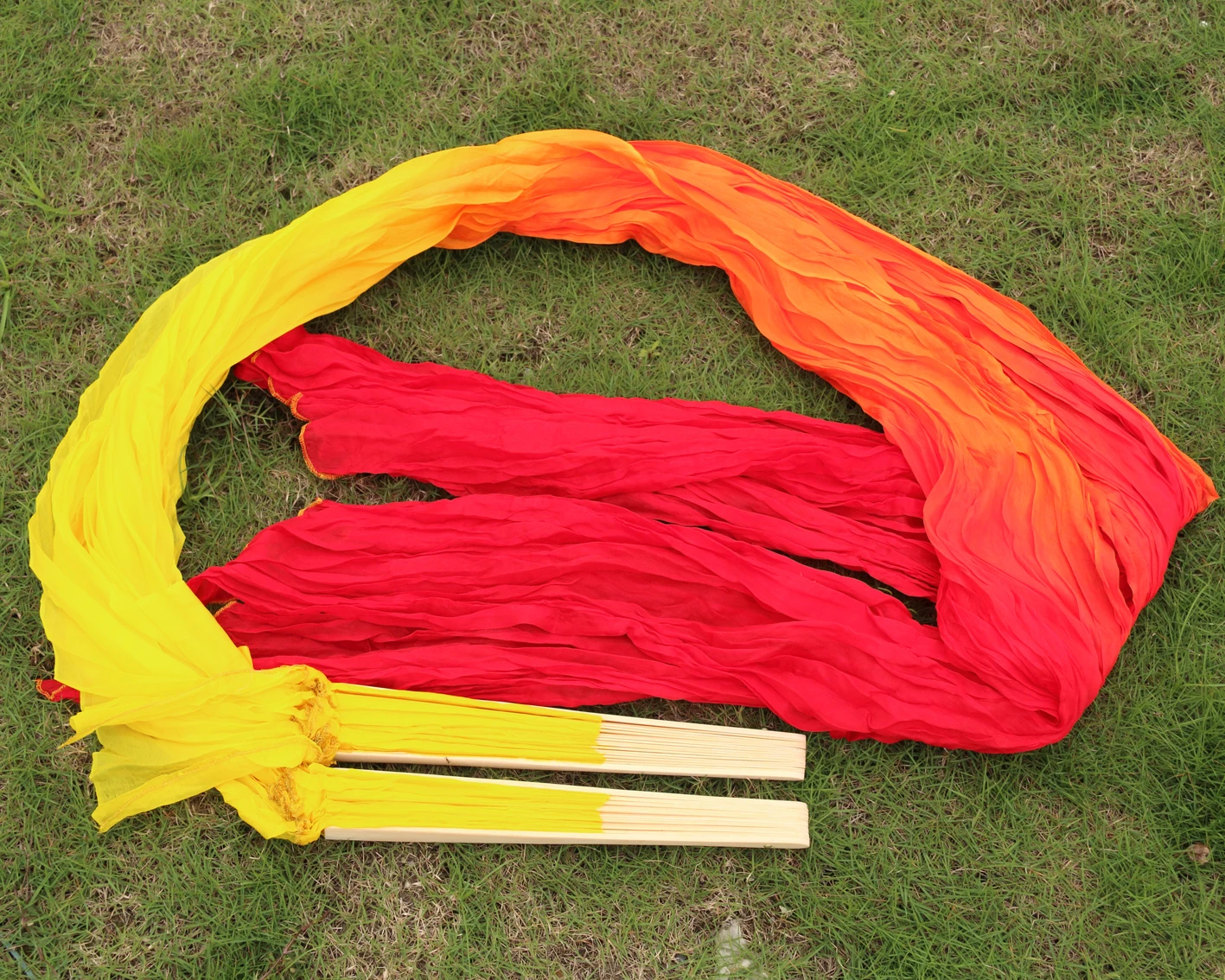 Градиент цвета 100% натуральный шелк бамбуковые ребра ручная работа фанаты