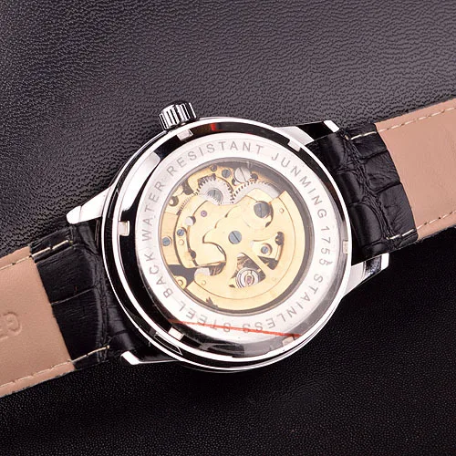 Selling new JUNMING luxury of CTT hollow out mechanical watch fashion men's leather the man best gift relogio | Наручные часы