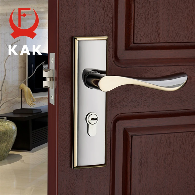 

KAK Modern Mute Room Door Lock Handle Fashion Interior Door Knobs Single Bolt Door Lock Anti-theft Gate Lock Furniture Hardware