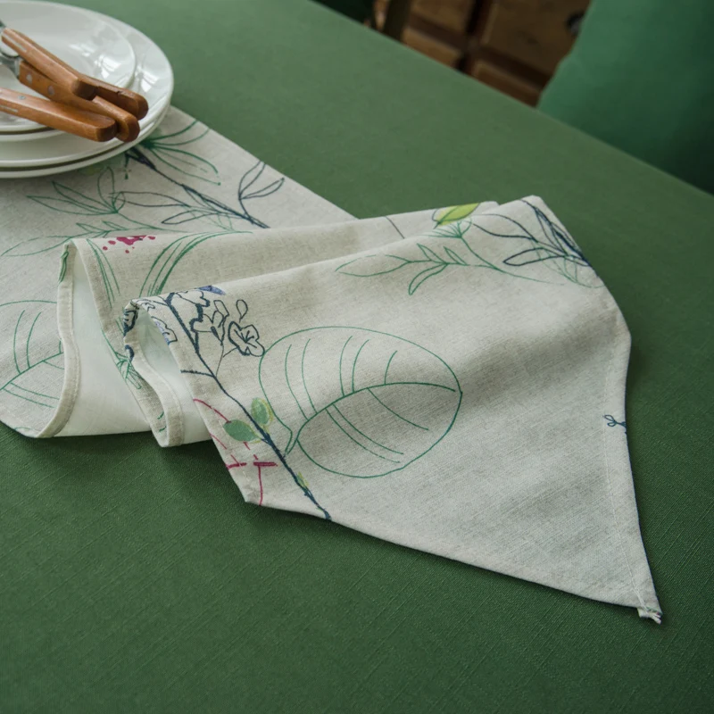 Green Solid Color White Lace Pattern Linen Waterproof Polyester Tablecloth Table Cover Decoration Rectangular Line Cloth | Дом и сад