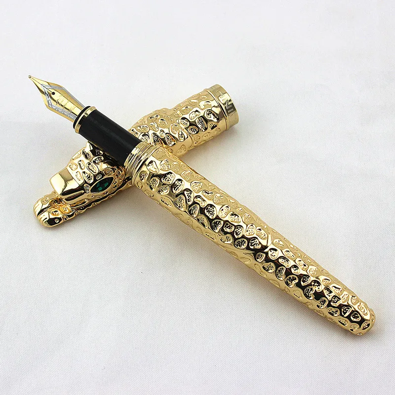 Роскошная полностью Металлическая перьевая ручка Jinhao с золотым леопардовым принтом чернильная для письма