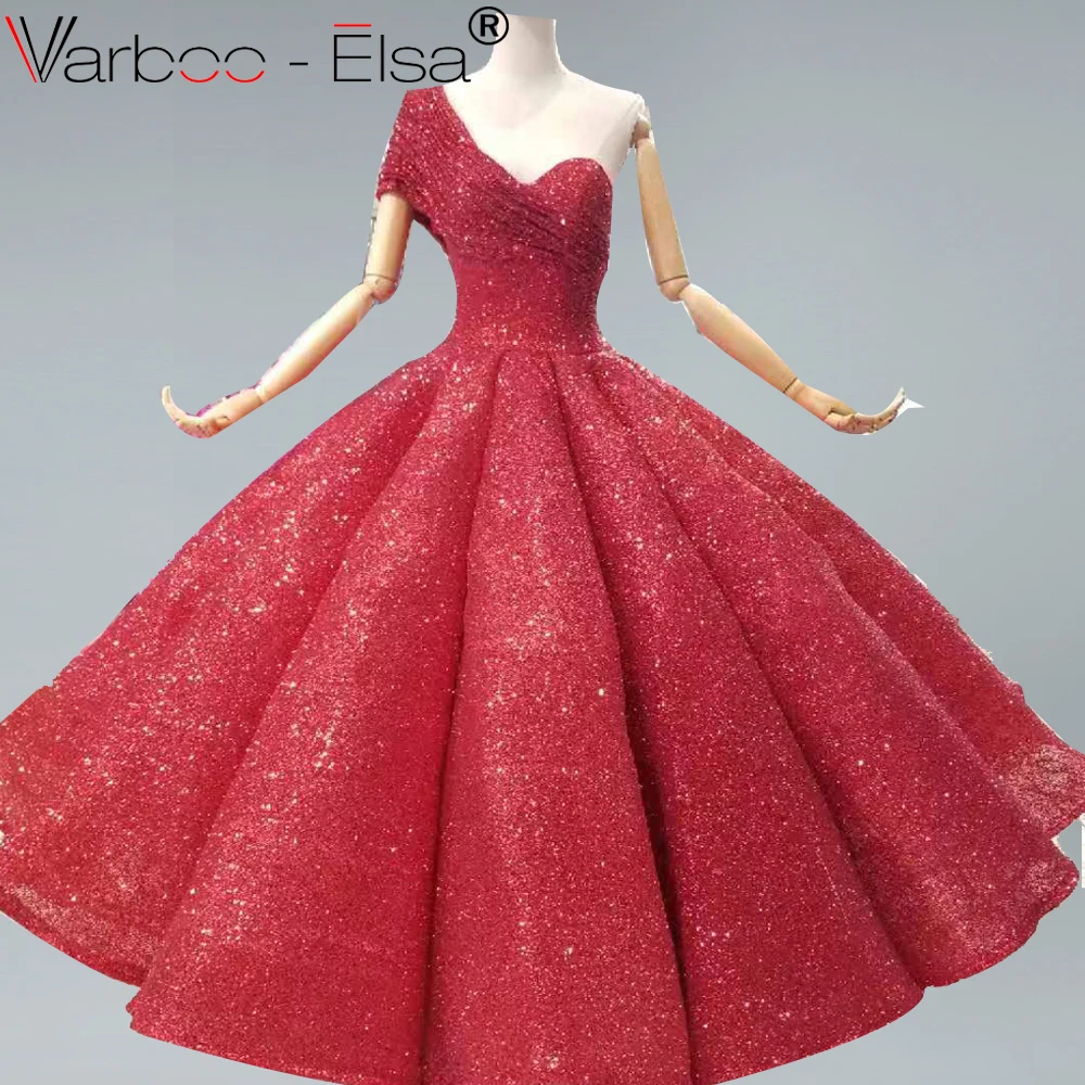 VARBOO_ELSA роскошное бальное платье вечернее 2019 блестящий красный Кафтан Дубай