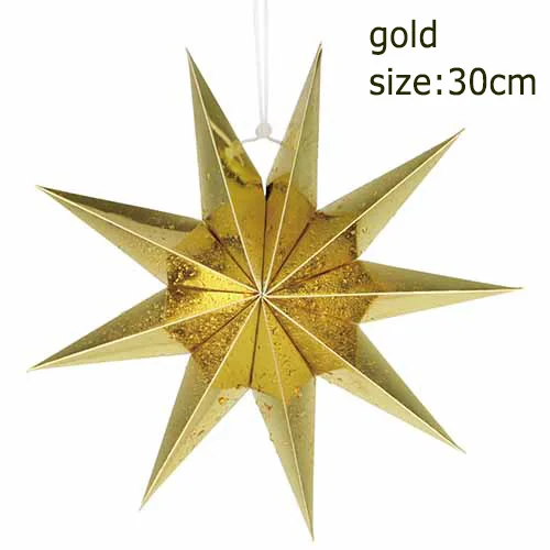 9 angles 30cm gold 1 шт. 60 см Большой DIY семь углов бумажные звезды рождественские украшения для дома висящий Рождественский фонарь оконный камин декор комнаты - Цвет: 9 angles 30cm gold