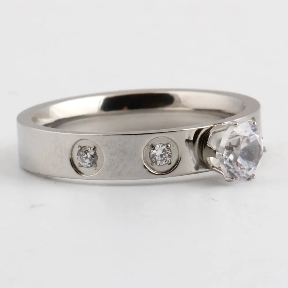 Кольцо из нержавеющей стали свадебное кольцо с кристаллом Ligth модное обручальное