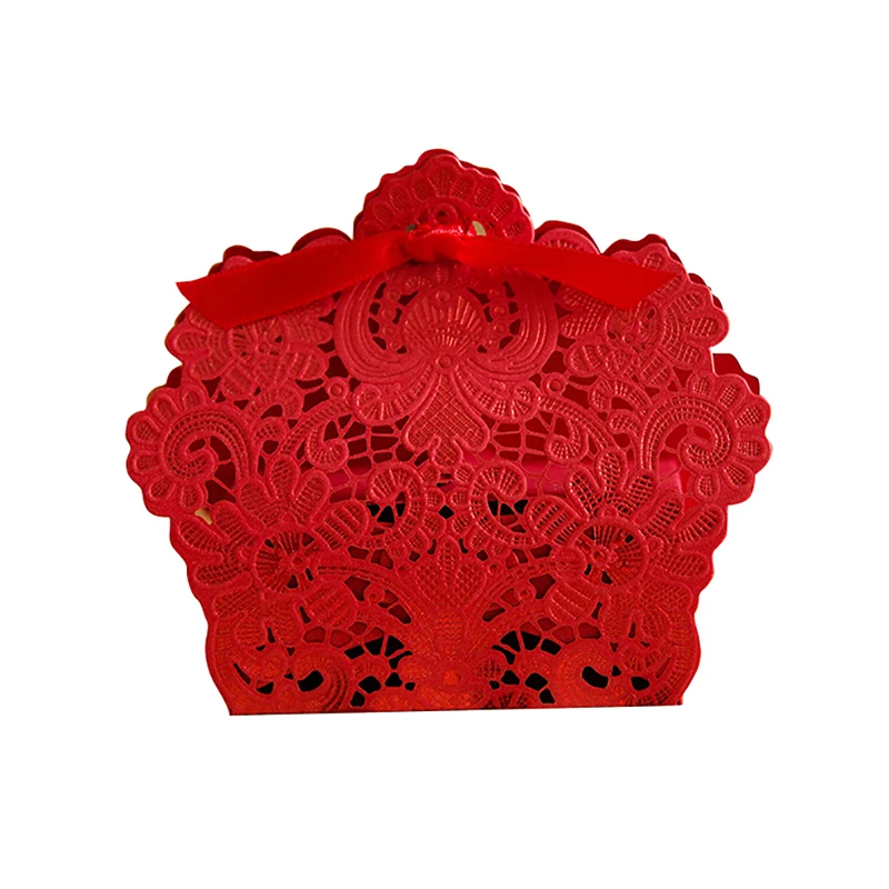100 шт выдолбленная конфетная коробка однотонная кружевная подарочная в