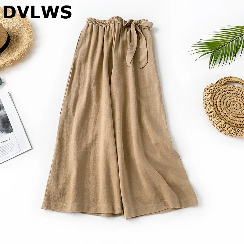 2019 высококачественные широкие брюки женские весенне летние хлопковые и льняные