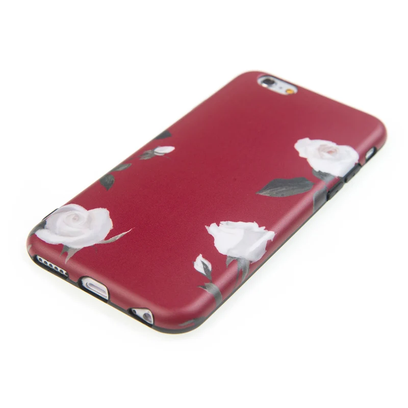Cuptakes Phone Cases for Apple iPhone 7 Case Plus Cover IMD Soft Silicone Coque Luxury Wine Red Rose Flowers Capa |