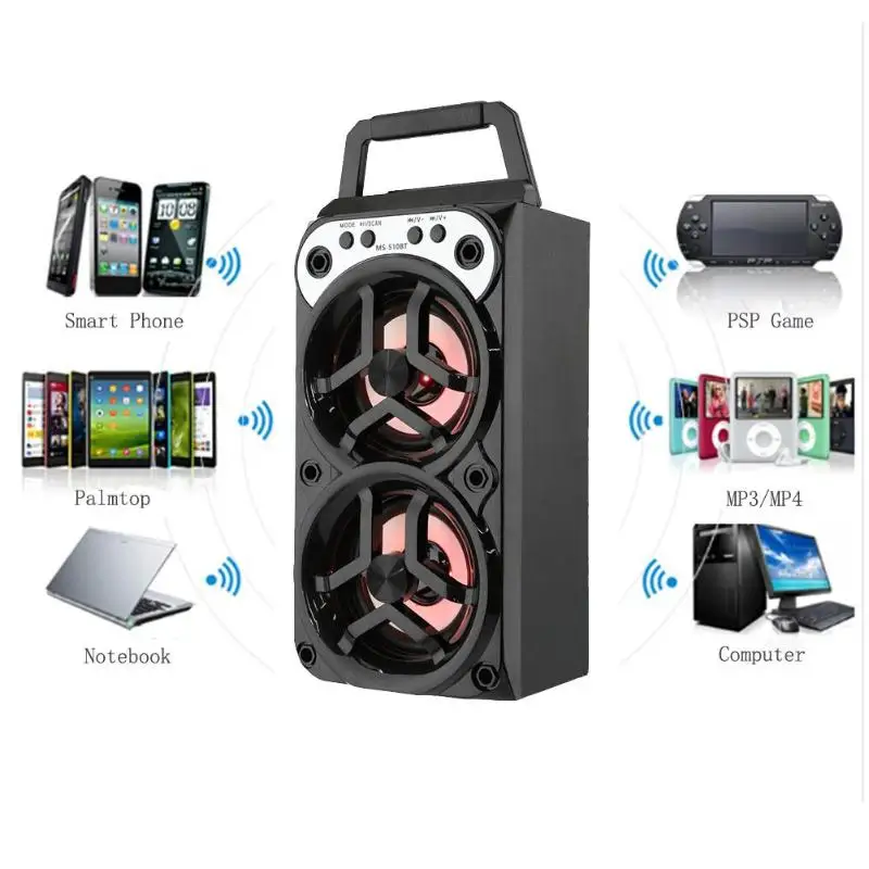 Беспроводной динамик для помещений, улицы, Bluetooth, одиночный портативный динамик, s bass, Красочный светодиодный громкий динамик, поддержка TF карты, USB, FM радио