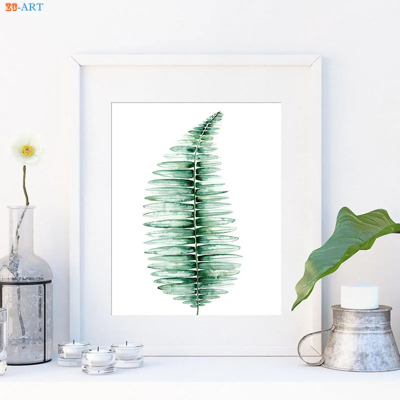 Зеленый тропический лист печатает Минималистский Плакат ботанический настенный
