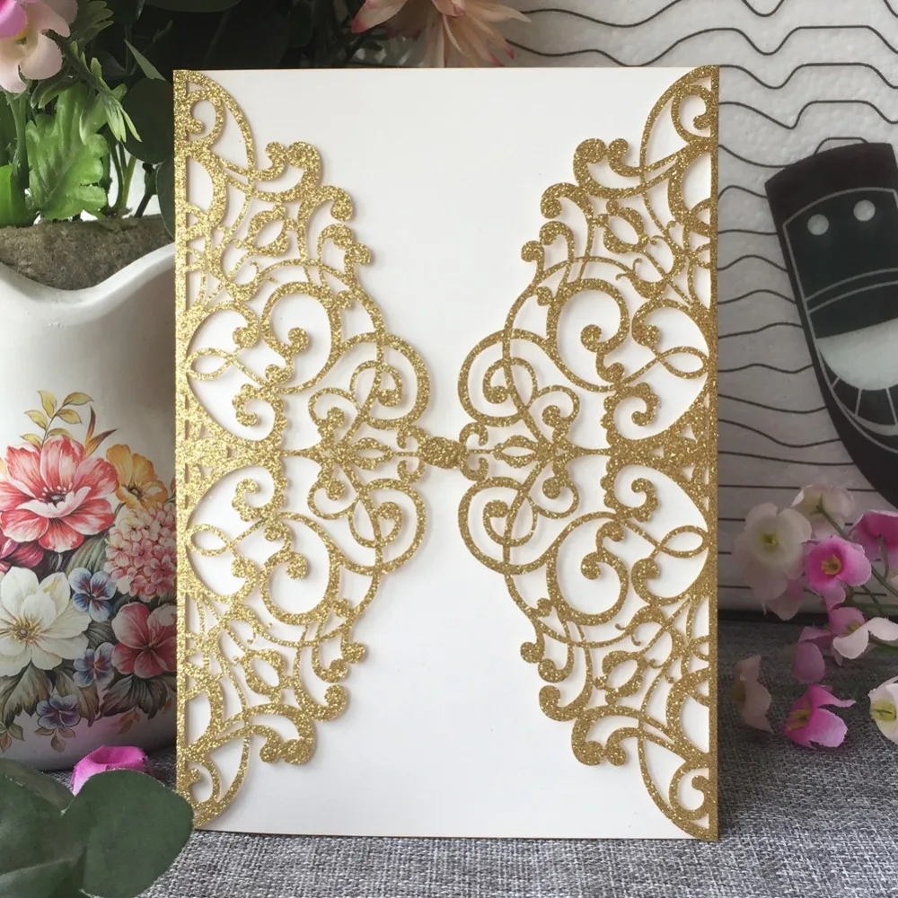 20pcs/lot Exquisite Laser Cut Carved Wedding Invitations Romantic Decorations Birthday Party Invite Banquet Supplies | Дом и сад