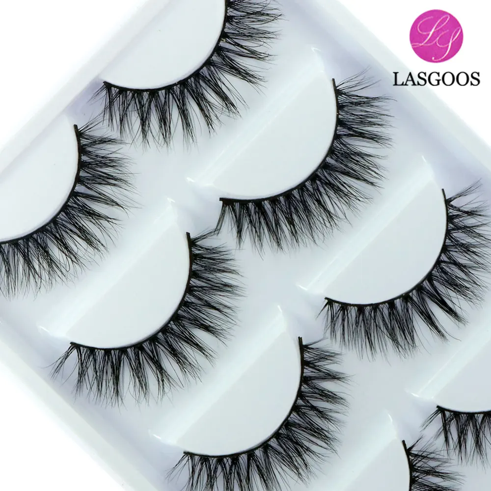 LASGOOS 5 пар/партия ручной работы 3D норковые волосы крест-накрест короткие 12 мм накладные ресницы линии натуральный вид удлинитель ресниц A03