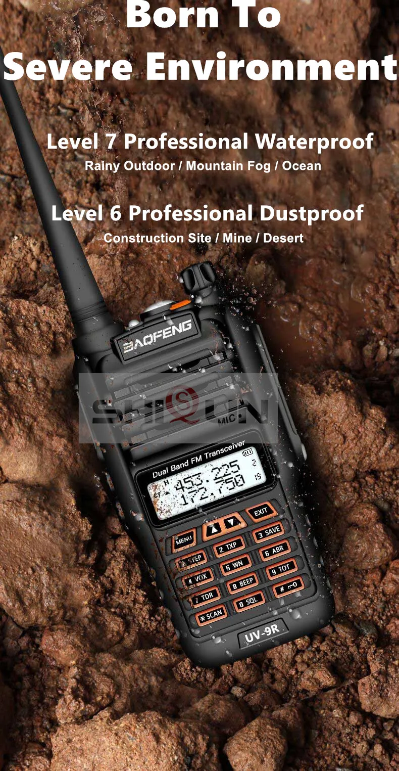 2 шт. UV-9R Baofeng 8 Вт 10 км двухдиапазонный УКВ 136-174 UHF 400-520 МГц IP67 иди и болтай Walkie Talkie “иди и 10 км обновления UV-82 UV-5R UV-XR УФ 9R