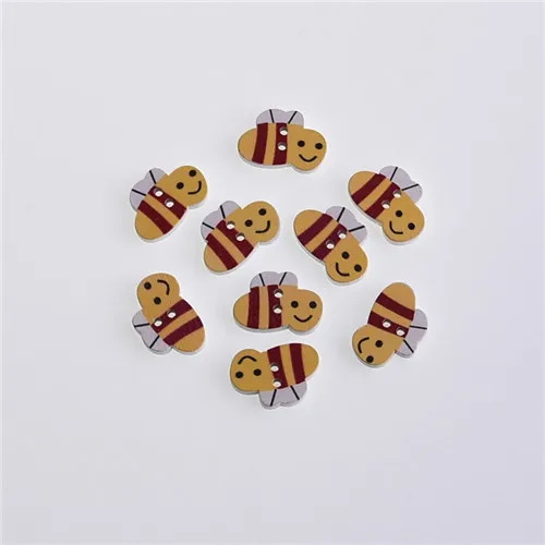 yellow bee 50 шт. смешанные милые Мультяшные животные деревянные пуговицы 2 отверстия Скрапбукинг ремесла DIY Швейные аксессуары украшения принадлежности - Цвет: yellow bee