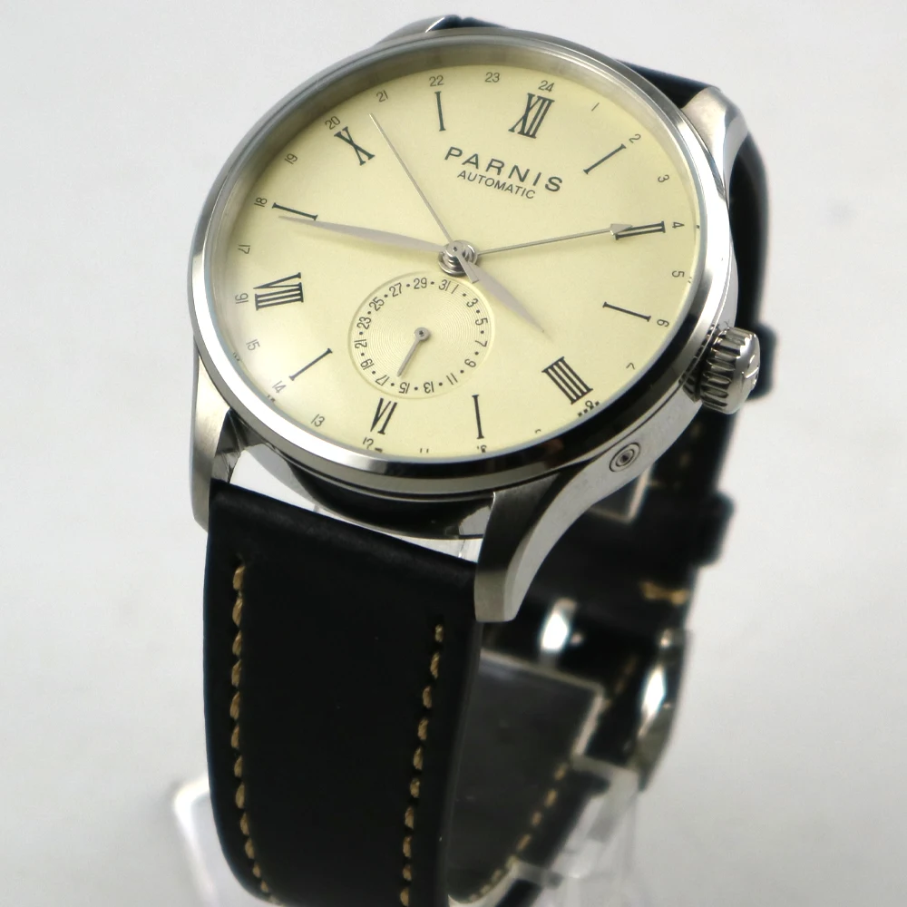 

42mm Parnis off-white dial 24 Hours ST 1690 Automatic Movement Mens Watch