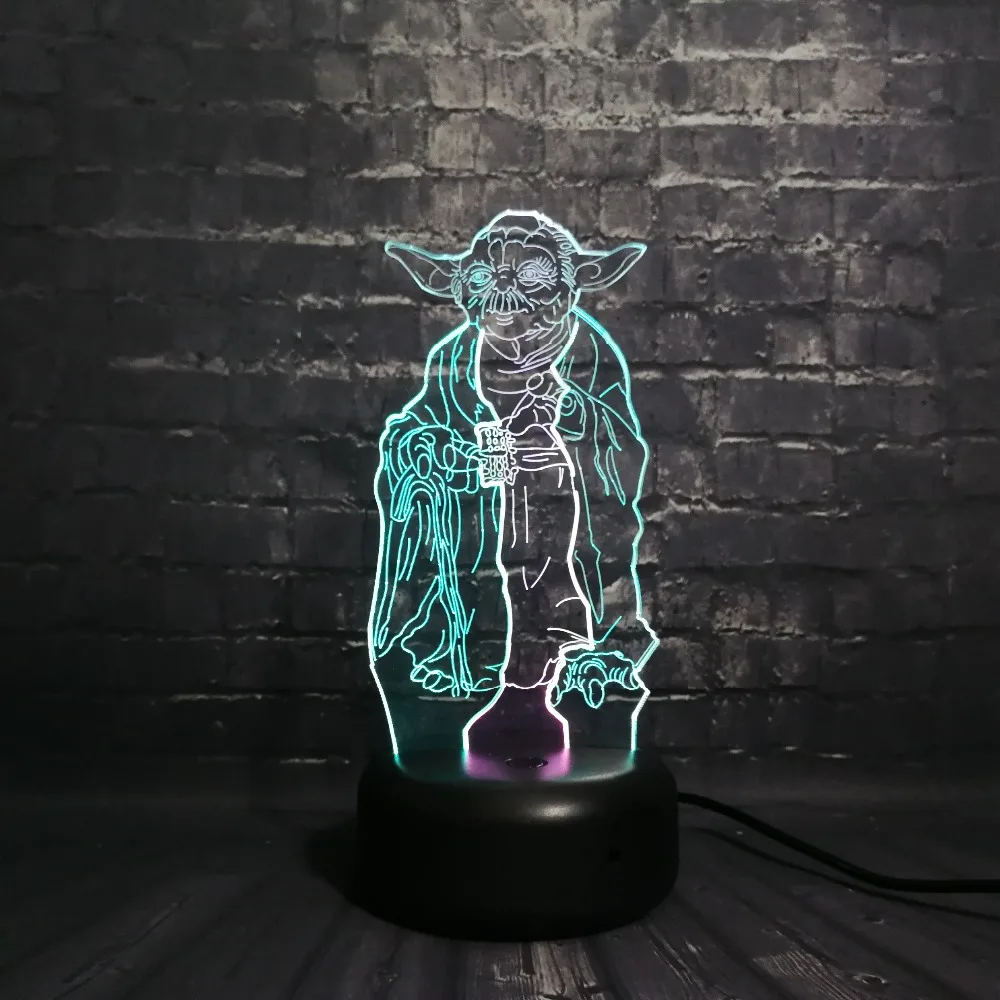 Новый креативный 3D светильник Master Yoda с рисунком из мультфильма Звездные войны