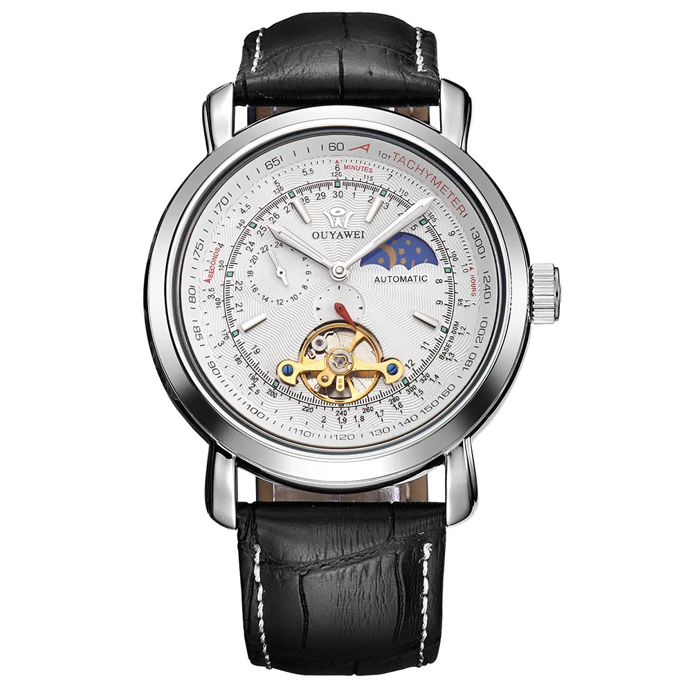 Бренд OUYAWEI высококачественный кожаный ремешок полностью автоматические мужские