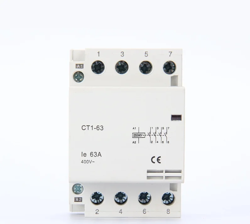 CT1 4 P 63A 2NC 2NO 220 V Катушка 400V ~ 50/60 HZ Din rail бытовой ac Контактор В соответствии с