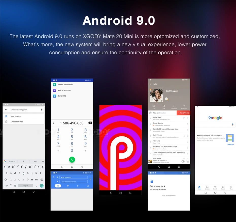 XGODY mate 20 Мини-смартфон 5," 18:9 Android 9,0 Face ID 1 Гб+ 16 Гб четырехъядерный мобильный телефон 2500 мАч 3g Две sim-карты 5Мп мобильный телефон
