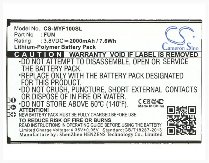 

Cameron Sino 2000mAh battery for MYPHONE Fun FUN Mobile, SmartPhone Battery