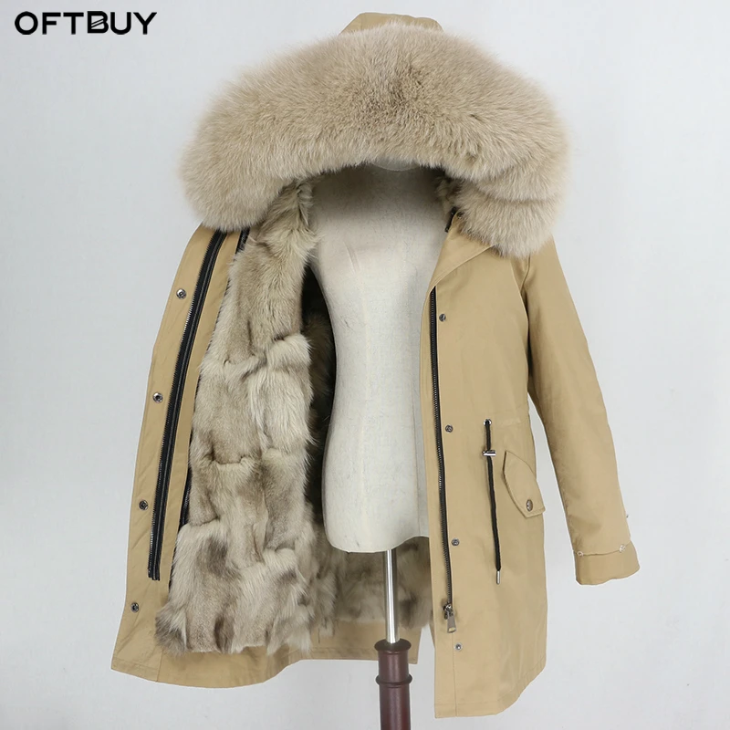 OFTBUY 2021 водостойкое пальто с натуральным мехом длинная парка зимняя женская