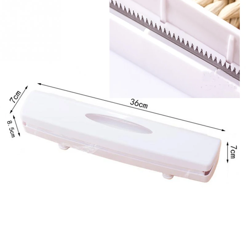Kitchen Plastic Food Wrap Cling Film Dispenser Seal Aluminum Foil Wax Paper Cutter Cutting Tool |