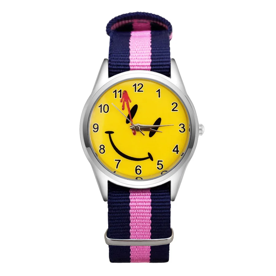 Cartoon pretty Smiley face style Watches Women's Girls Students Boy's Children Nylon Strap Quartz Wrist Watch JC93 | Наручные