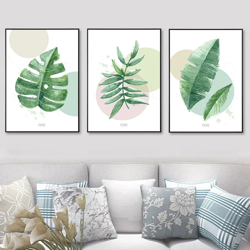 Nordic Green Leaves Canvas Painting Modern Plant Leaf Art Posters and Prints Wall Pictures for Living Room Home Decoration | Дом и сад