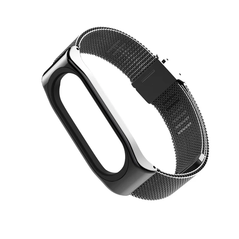 Black Браслет mi jobs, ремешок для Xiaomi mi, браслет 4, 3, браслет mi Band, 3, металлический браслет, браслет из нержавеющей стали - Цвет: Black