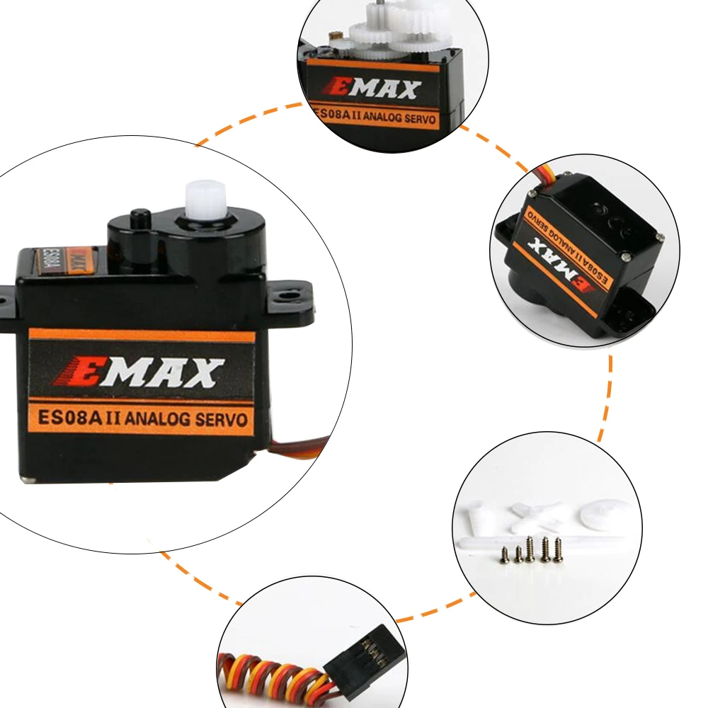 100% Оригинальный EMAX ES08A II цифровой сервопривод Высокочувствительный Mini Sub Micro для