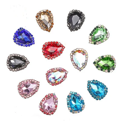 10 шт./10 шт. цепочка из хрустального стекла в форме капли|sew-on rhinestones|rhinestone with clawdrop
