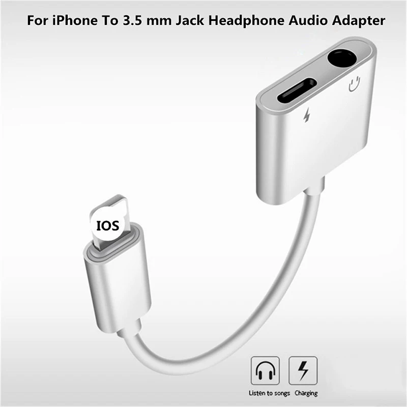 IOS 12 3.5MM jack 3,5 мм разъем для наушников адаптер 2в1 зарядка и воспроизведение аудио кабель для наушников конвертер для iPhone X 7 8 Plus XS Max XR AUX Adaptador - Цвет: IOS 12 3.5MM jack