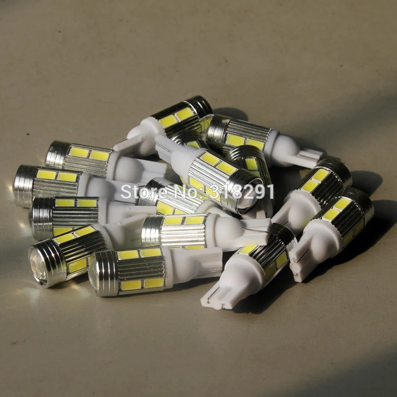 100 шт./лот T10 5630smd 10 samsung led high bright Car LED Bulbs auto Interior Lighting with Aluminum cover lens on.