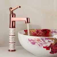 basin faucet brass sink mixer tap bathroom hot cold ceramic faucet single handle deck mounted lavatory crane tap rose gold