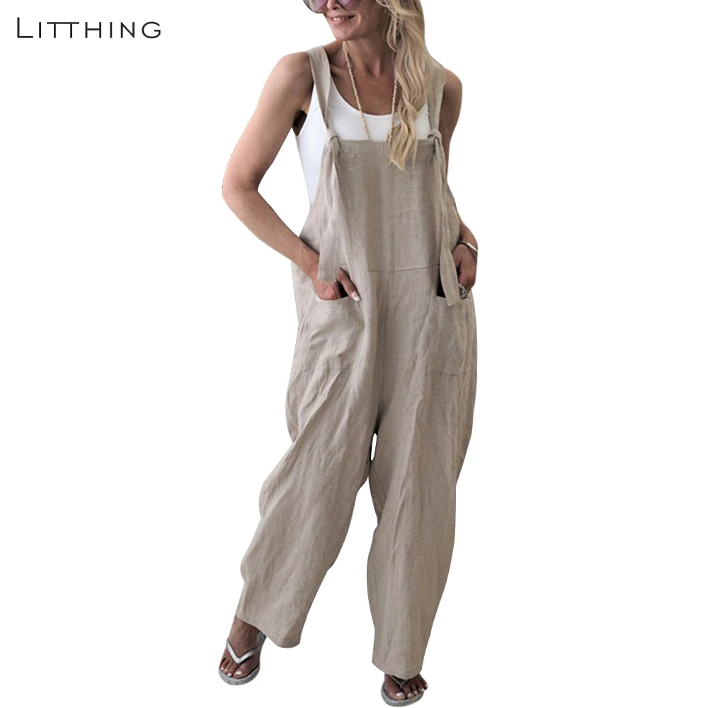 LITTHING 2019 Модный женский однотонный комбинезон повседневный весенний брючный