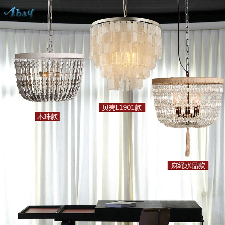 Подвесные светильники в американском стиле кантри из хрустальных ракушек