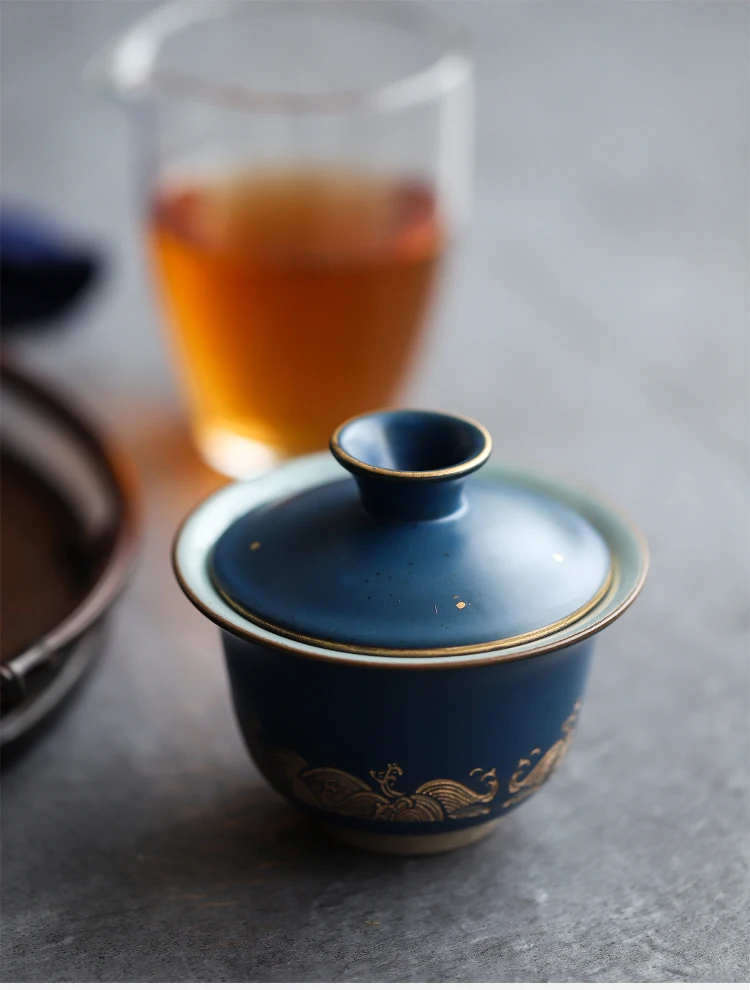 TANGPIN синий керамический чайник gaiwan с 3 чашками gaiwan чайные наборы портативный чайный набор для Путешествия Посуда для напитков