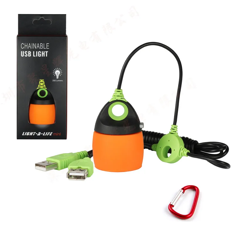orange 200 люмен USB зарядка походный светильник светодиодный флэш-светильник Открытый Кемпинг цепной водонепроницаемый портативный 1,5 м длинный кабель лампа освещения с интерфейсом USB - Цвет: orange