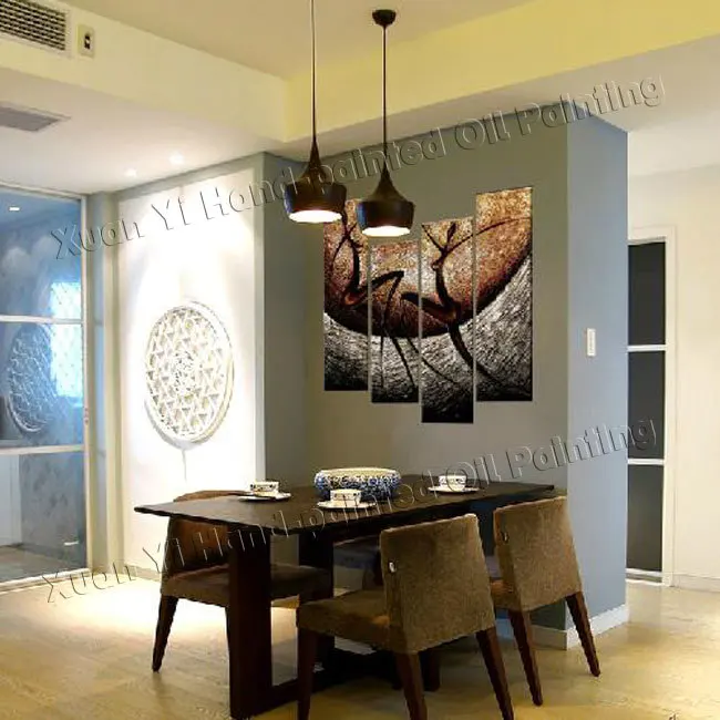 Ручная роспись 4 предмета холст настенное искусство плавающий в небе красота