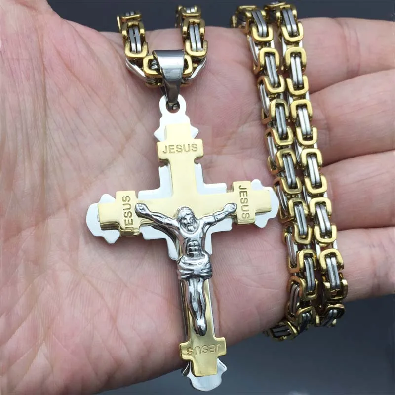 1 шт. из нержавеющей стали византийский золотой тон крест Иисуса Христа подвесные