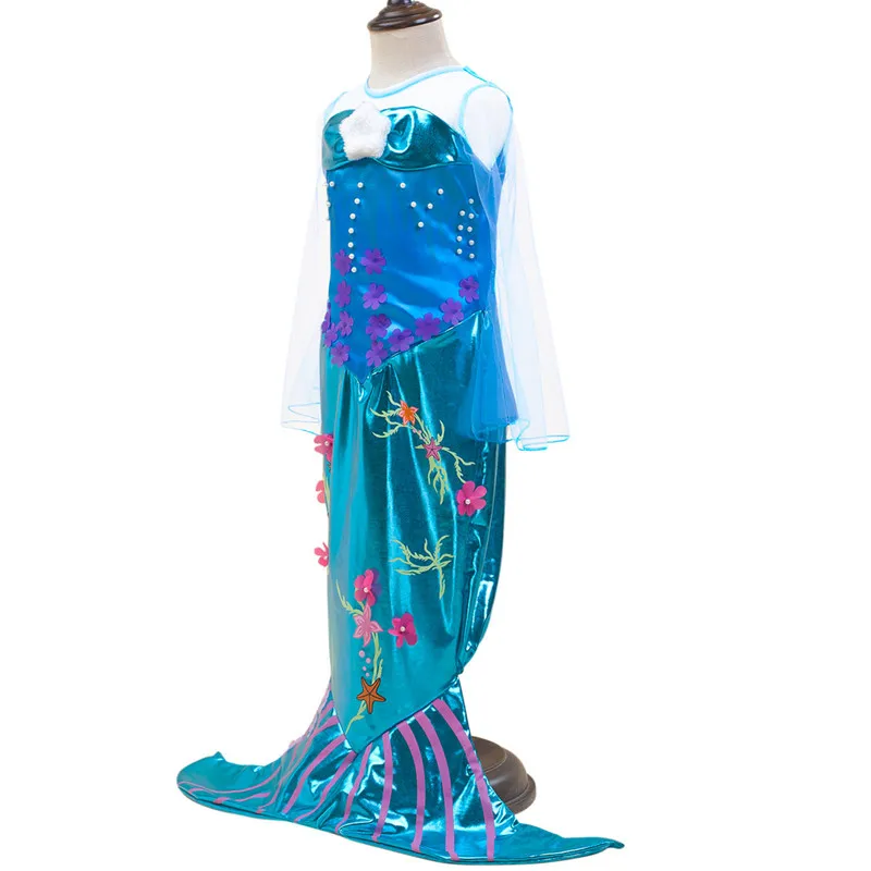 Платье Русалочки с блестками для девочек карнавальный костюм Ариэль фэнтези