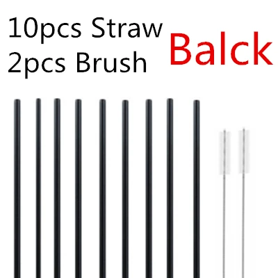 10pcs black 4/10 шт. из особо тонкого гнутого стекла прямой изгиб питьевой Стекло соломинки многократного использования экологически чистое изделие с щеточка для чистки - Цвет: 10pcs black