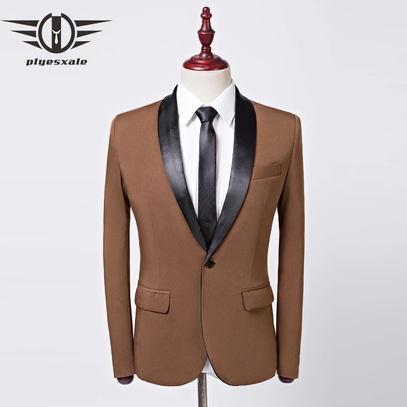 

Plyesxale Royal Blue Black Pink Brown Blazer Men Fashion Shawl Collar Design Mens Blazers Casual Suit Jacket DJ Stage Wear Q471