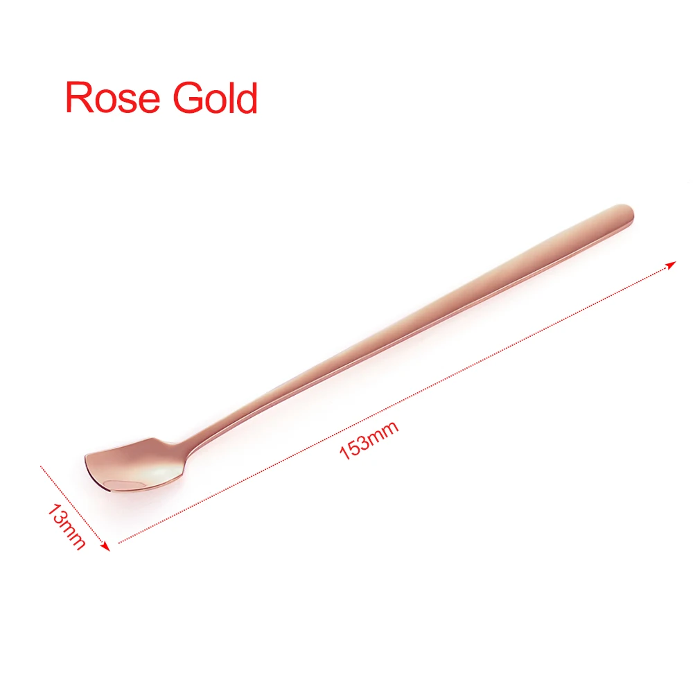 rose gold 1 шт. многоцветный мороженое нержавеющая сталь для ложек с длинной ручкой кружка для напитков ложка посуда Радуга кухонные принадлежности - Цвет: rose gold