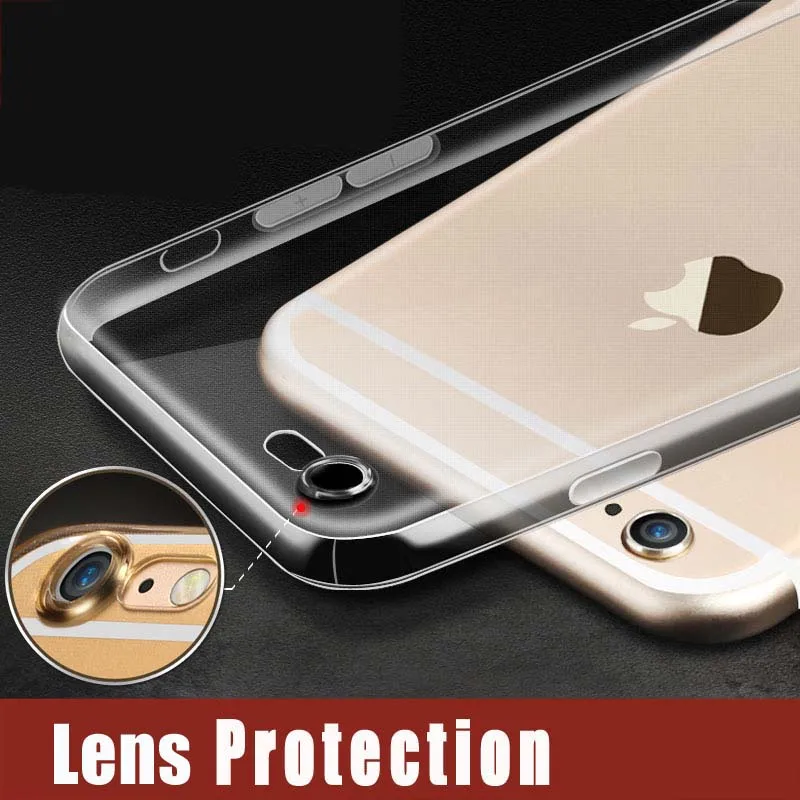 Ультратонкий Прозрачный мягкий чехол из ТПУ для iPhone 6 6S Plus гибкий гелевый