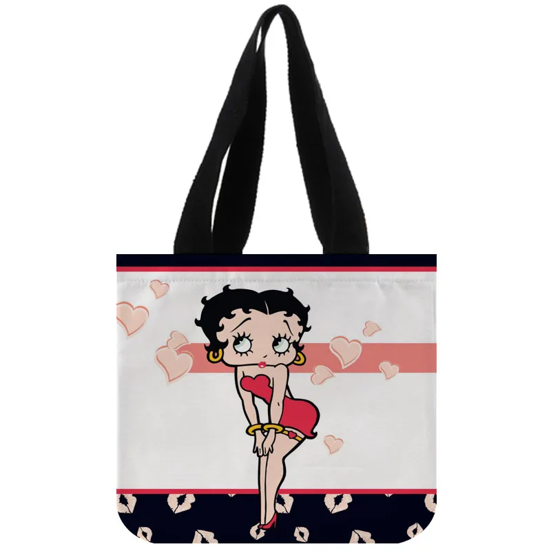 Сумка-тоут из хлопка и холста на заказ Betty Boop Shopping Складная многоразовая сумка с собственным логотипом оптом - Цвет: 1