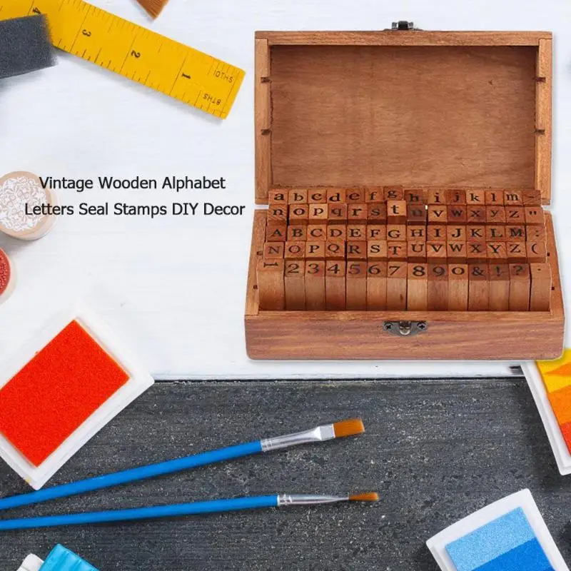 70 шт./компл. старинные деревянные буквы алфавита печать штемпели DIY Декор