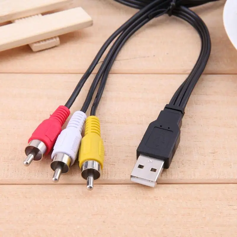Новинка 1 5 м футов USB 2 0 к 3 RCA кабель штекер AV аудио адаптер Шнур для оборудования HDD