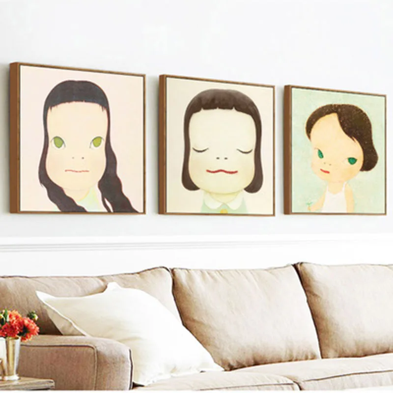 Big Head Dolls Child Rich Expression Eyes Lovely Sofa Background Wall Study Art Picture Canvas Posters for Home Decoration | Дом и сад