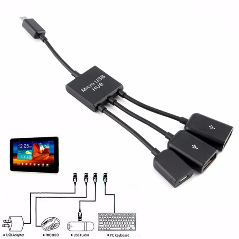3 в 1 многофункциональный двойной Micro USB хост OTG хаб адаптер кабель папа Мама 2 0