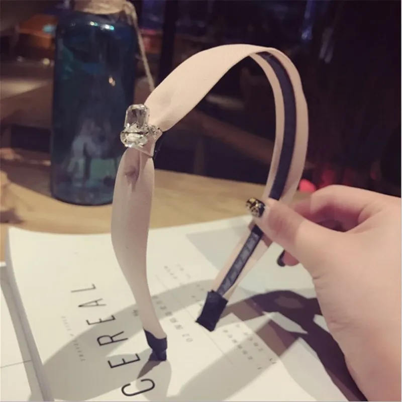 Розовый Новинка, модная эксклюзивная лента для волос, тканевая, ручная работа, простая, тонкая, боковая, Sen, Женская повязка на голову, повязка для волос, аксессуары для волос для женщин - Цвет: Розовый